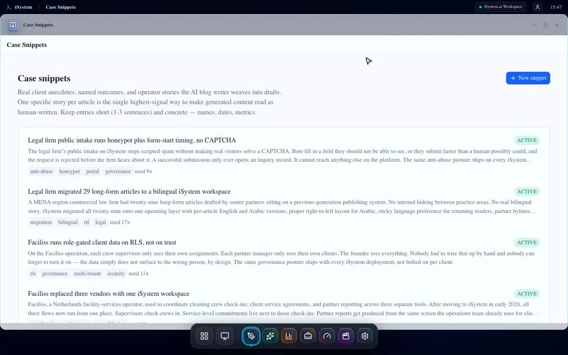 Case Snippets